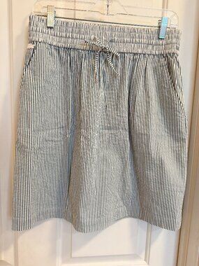 Lacoste Blue White Striped Skirt Size 30 (8/10) Elastic Waist Midi